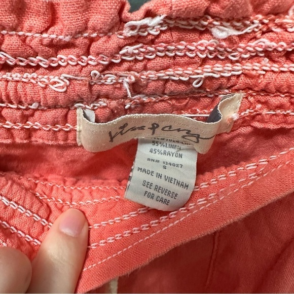 Kiss Pony Pants Womens S Salmon Pink Casual Elastic Waist Drawstring Wide Leg - Picture 2 of 7